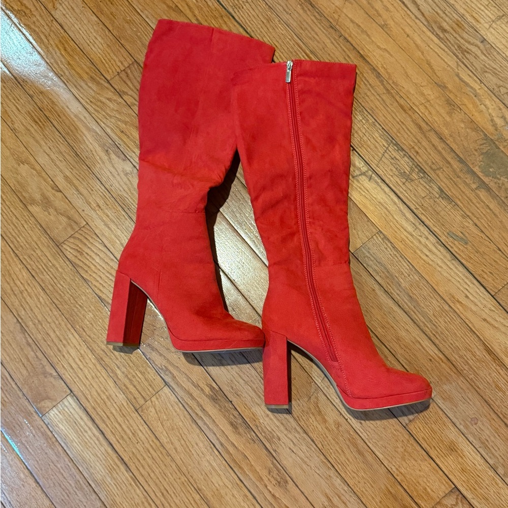 JustFab Vibrant Red Heeled Boots